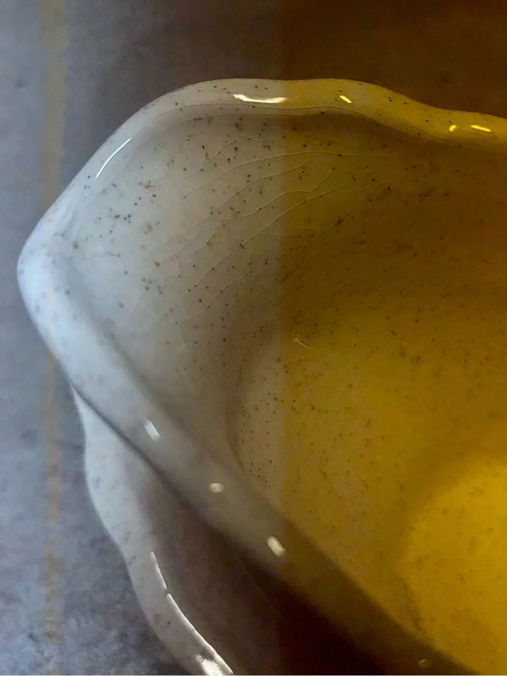 Vintage 1970s 1980s Handmade Ceramic Speckled Gravy Boat and Holder